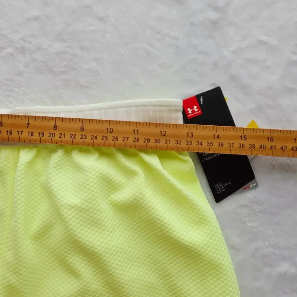 New Under Armour Girls Shorts YLG Yellow Loose Fit HeatGear Drawstring Athletic